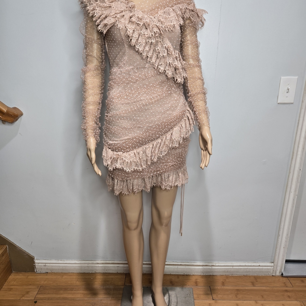Sorrel Blush Lace Frill Mini Dress from House of CB - Picture 2 of 7